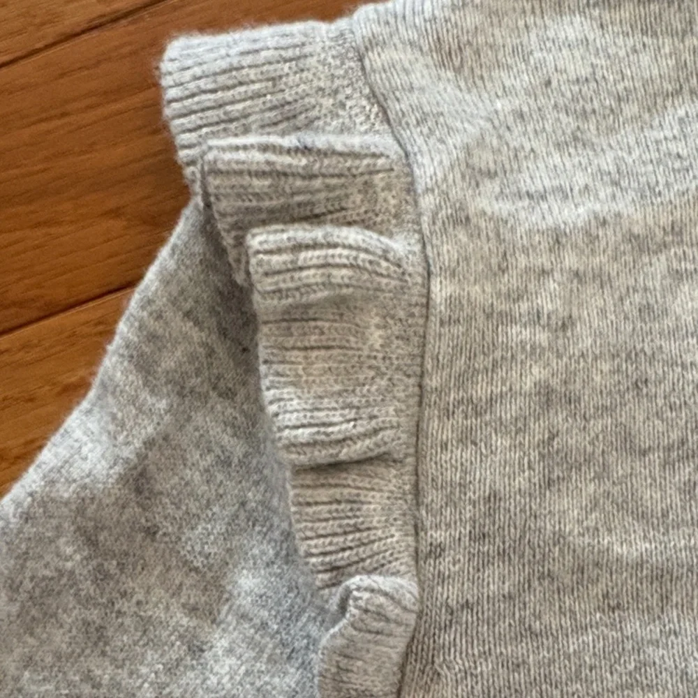 J. Crew Light Gray Kids Sweater with Ruffle Sleeves